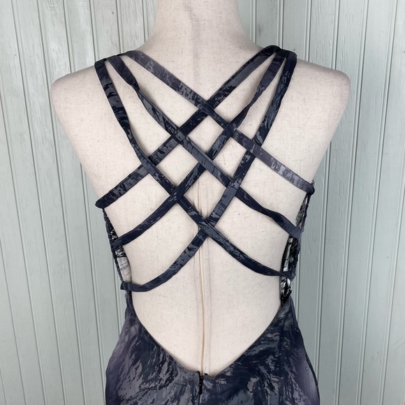 Vintage 90s Y2K Cache Maxi Dress Gown Criss Cross Open Back Jewel Accent Size 6 - Picture 11 of 12